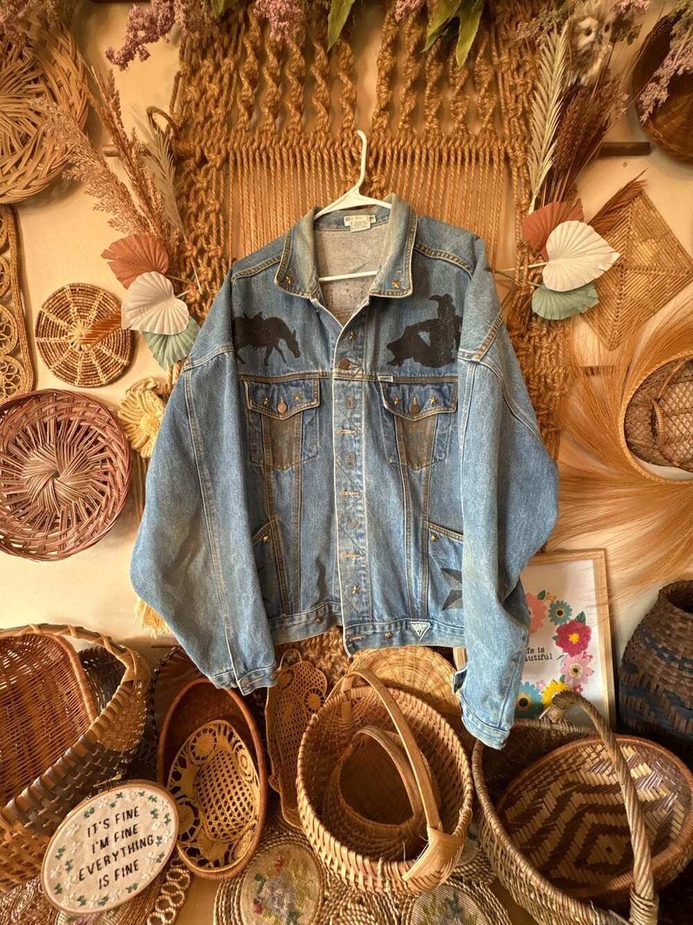 Vintage 1989 Georges Marciano for GUESS Upcycled Rodeo Denim Jacket with Studs
